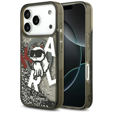 Kryt Karl Lagerfeld CHOUPETTE Liquid Glitter Logo pro iPhone 17 Pro -