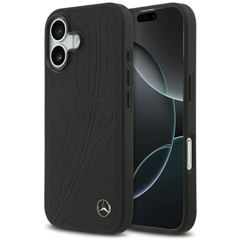 Kryt Mercedes Leather Large Laurel Leaves MagSafe pro iPhone 17 - černý