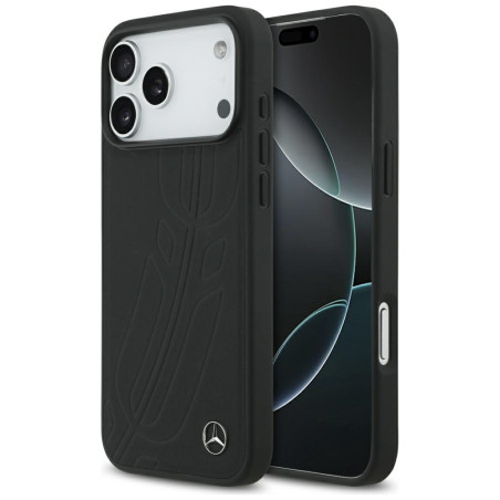 Pouzdro Mercedes LEATHER LARGE LAUREL iPhone 17 Pro Max - černé