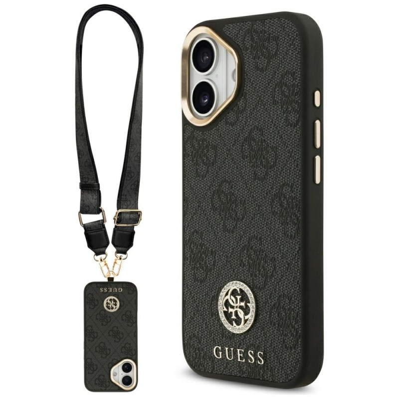 Kryt Guess 4G STRASS LOGO & BIG STRAP pro iPhone 17 - černý
