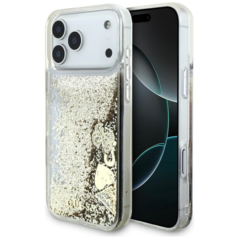 Kryt Guess LIQ. Glitter 4 Charms Case pro iPhone 17 Pro Max - zlatá