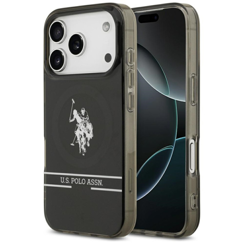 Kryt U.S. Polo Assn. DH and Bottom Stripe Logo MagSafe pro iPhone 17 Pro - black