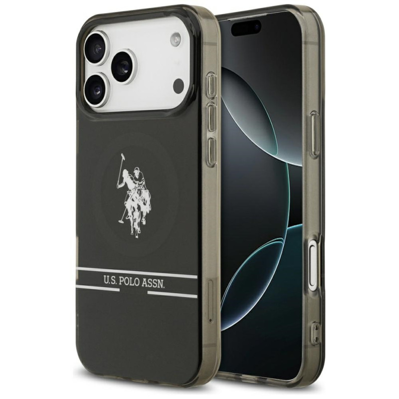 Kryt U.S. POLO ASSN. DH and Bottom Stripe Logo pro iPhone 17 Pro Max - černý