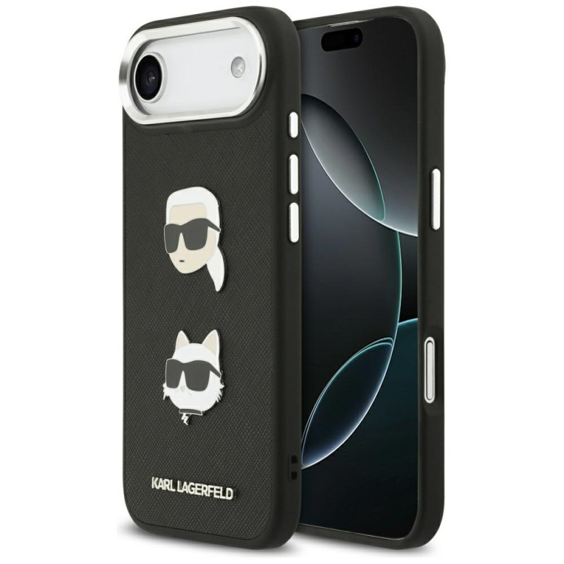 Kryt Karl Lagerfeld FW Grained Karl & Choupette Heads Pins & Logo pro iPhone Air - black