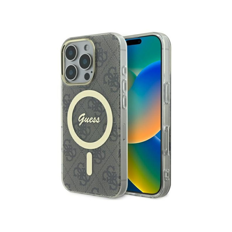 Kryt Guess IML 4G MagSafe pro iPhone 16 Pro - brown