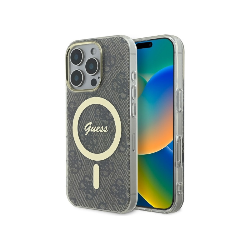 Kryt Guess IML 4G MagSafe pro iPhone 16 Pro Max - hnědá