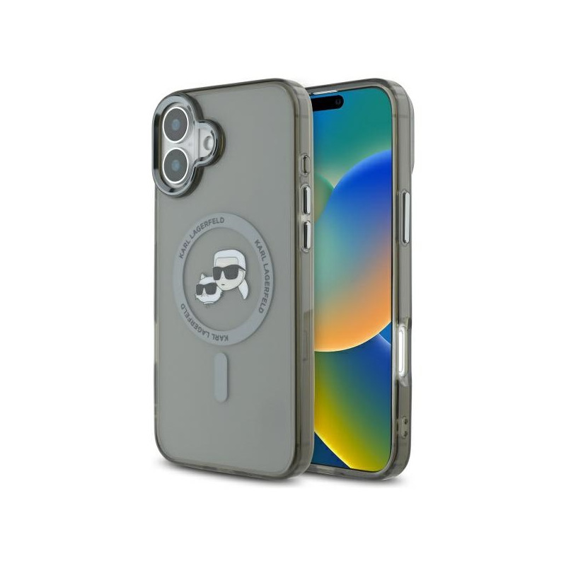 Kryt Karl Lagerfeld IML Metal Karl&Choupette Head pro iPhone 16 - černý