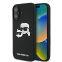 Kryt Karl Lagerfeld SILICONE NAUBLE HEADS Print iPhone 16 - černý