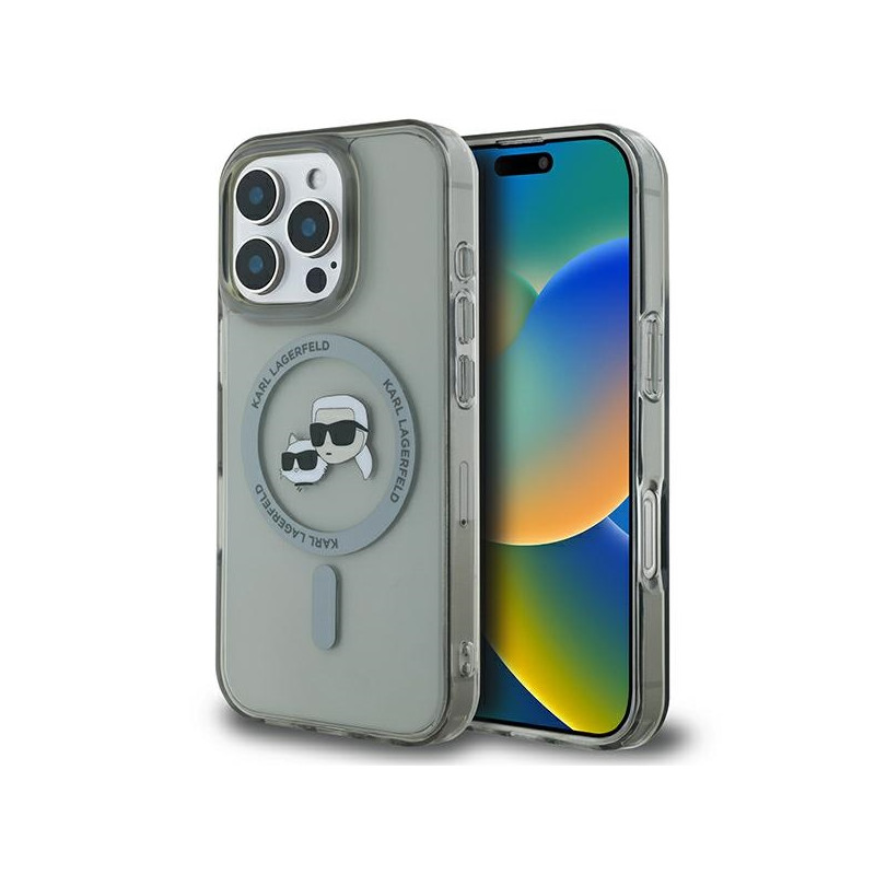 Kryt Karl Lagerfeld IML Metal Karl&Choupette pro iPhone 16 Pro Max - černý