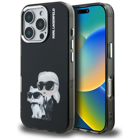 Kryt Karl Lagerfeld IML Aquarelle iPhone 16 Pro Max černý