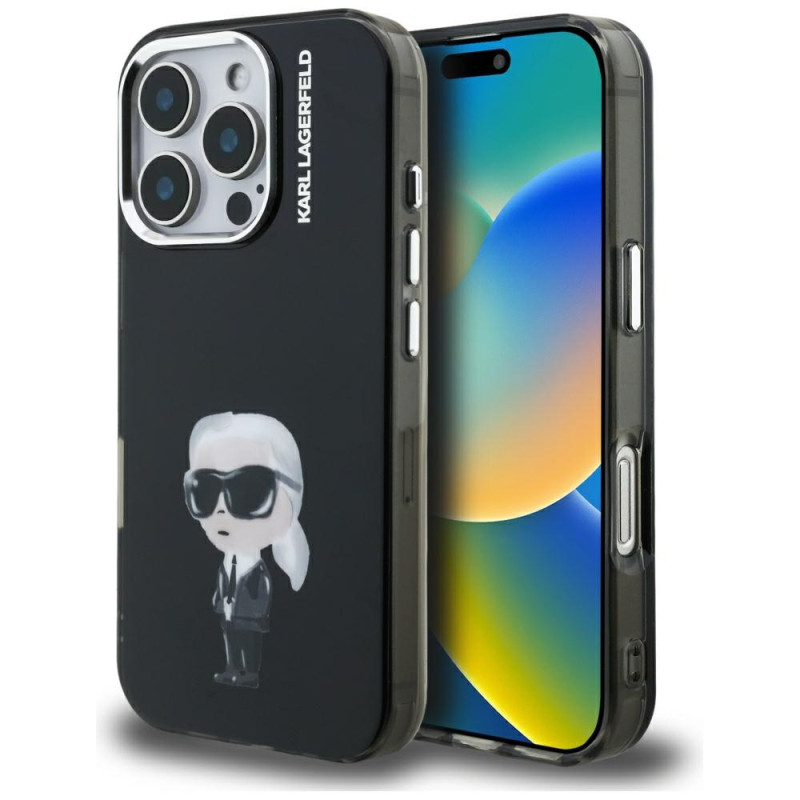 Kryt Karl Lagerfeld IML Aquarelle Karl & Logo pro iPhone 16 Pro Max - černý