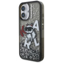 Kryt Karl Lagerfeld CHOUPETTE Liquid Glitter Logo iPhone 16 - černý