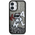 Kryt Karl Lagerfeld CHOUPETTE Liquid Glitter Logo iPhone 16 - černý