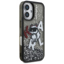 Kryt Karl Lagerfeld CHOUPETTE Liquid Glitter Logo iPhone 16 - černý