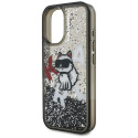 Kryt Karl Lagerfeld CHOUPETTE Liquid Glitter Logo iPhone 16 - černý