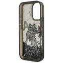 Kryt Karl Lagerfeld CHOUPETTE Liquid Glitter Logo iPhone 16 - černý