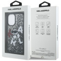 Kryt Karl Lagerfeld CHOUPETTE Liquid Glitter Logo iPhone 16 - černý