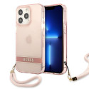 Kryt Guess Translucent Stap pro iPhone 13 Pro Max – růžová
