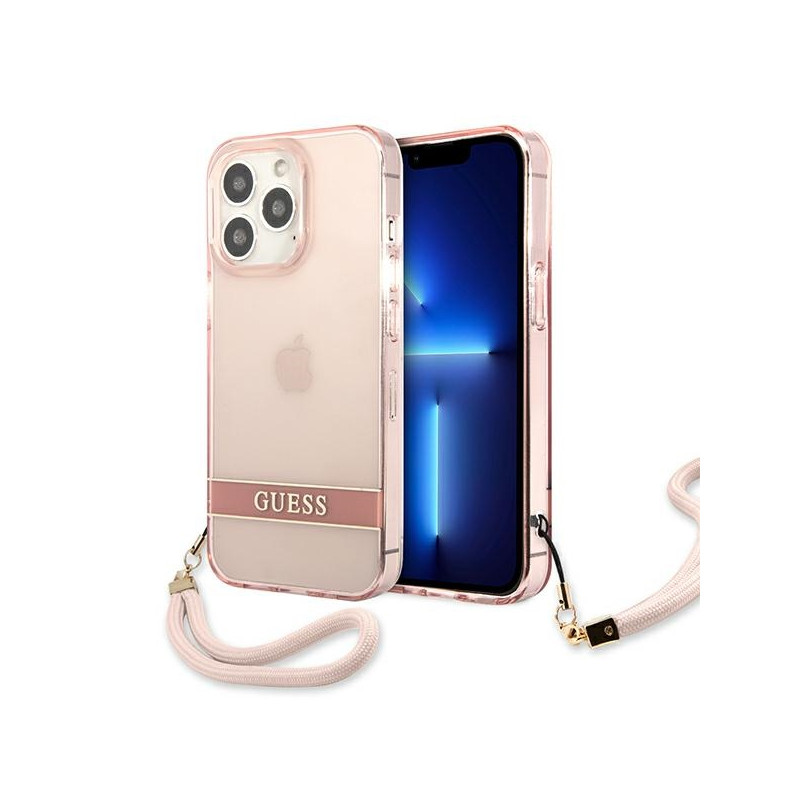 Kryt Guess Translucent Stap pro iPhone 13 Pro Max - růžová