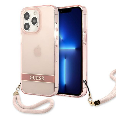 Kryt Guess Translucent Stap pro iPhone 13 Pro Max – růžová