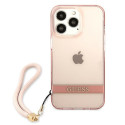 Kryt Guess Translucent Stap pro iPhone 13 Pro Max – růžová