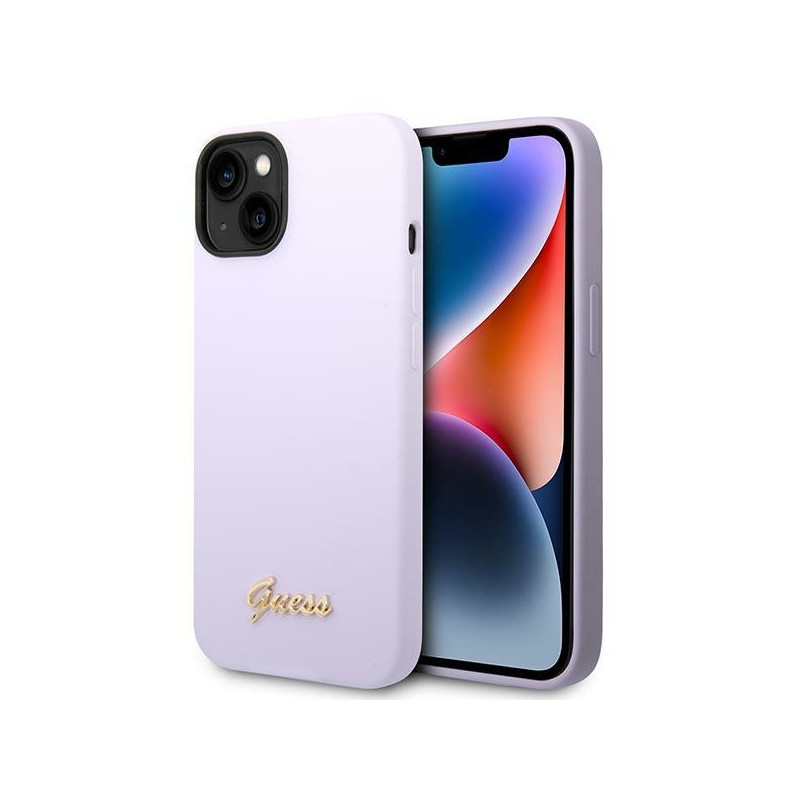 Kryt Guess SILICONE VINTAGE GOLD pro iPhone 14 / 15 Plus - fialová