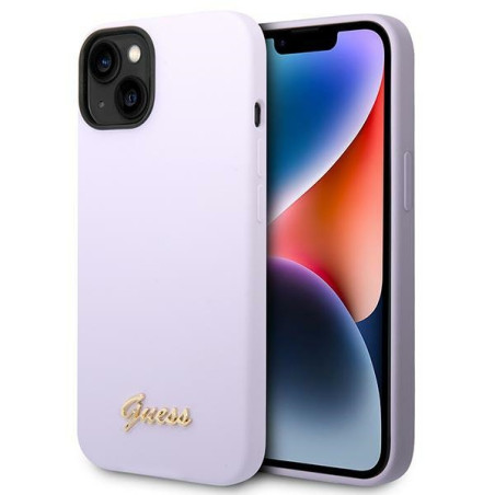 Kryt Guess SILICONE VINTAGE GOLD iPhone 14/15 Plus - fialová