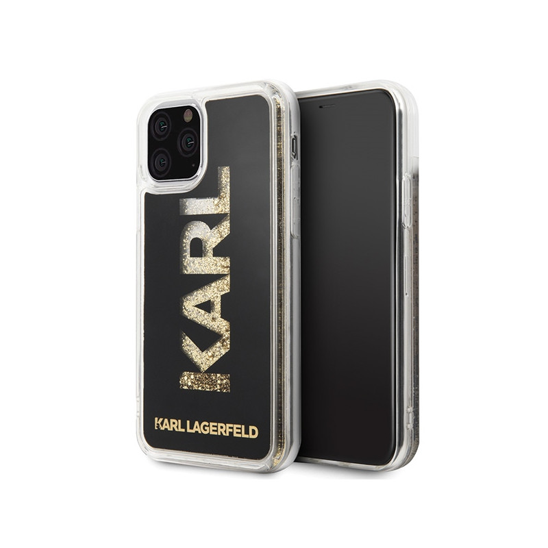 Kryt Karl Lagerfeld KARL logo Glitter pro iPhone 11 Pro - černý