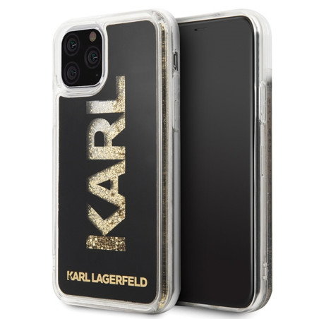 Kryt Karl Lagerfeld KARL logo Glitter pro iPhone 11 Pro - černý
