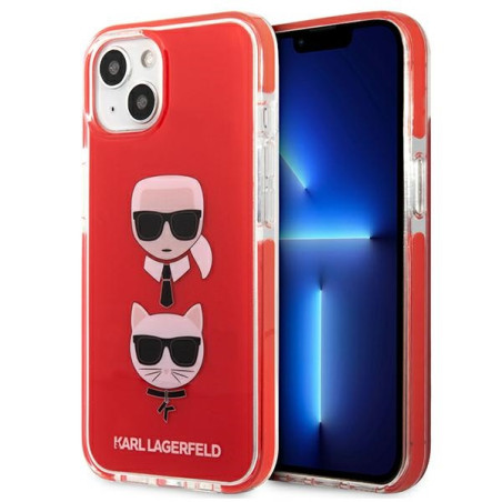 Kryt Karl Lagerfeld Karl&Choupette Head iPhone 13/14/15 - červený
