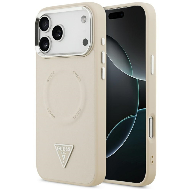 Kryt Guess Triangle Logo MagSafe pro iPhone 17 Pro - béžový