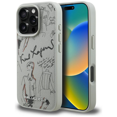 Kryt Karl Lagerfeld MagSafe pro iPhone 16 Pro - šedý
