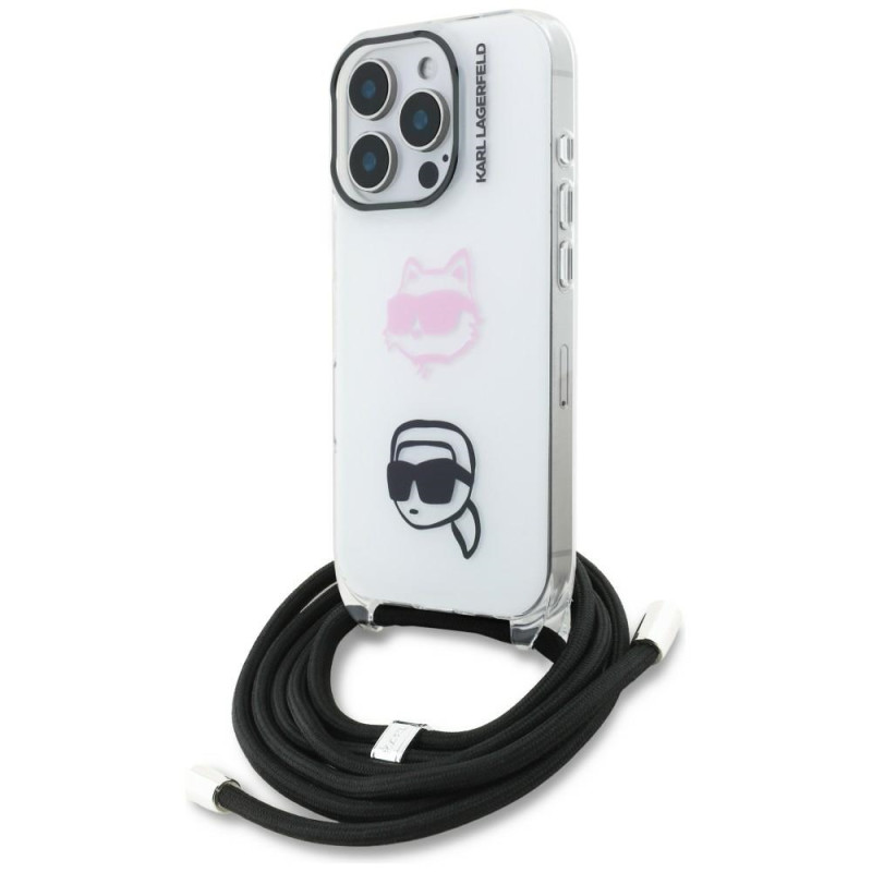 Pouzdro/Kryt Karl Lagerfeld IML Crossbody Karl&Choupette Head Case pro iPhone 16 Pro Max - bílá