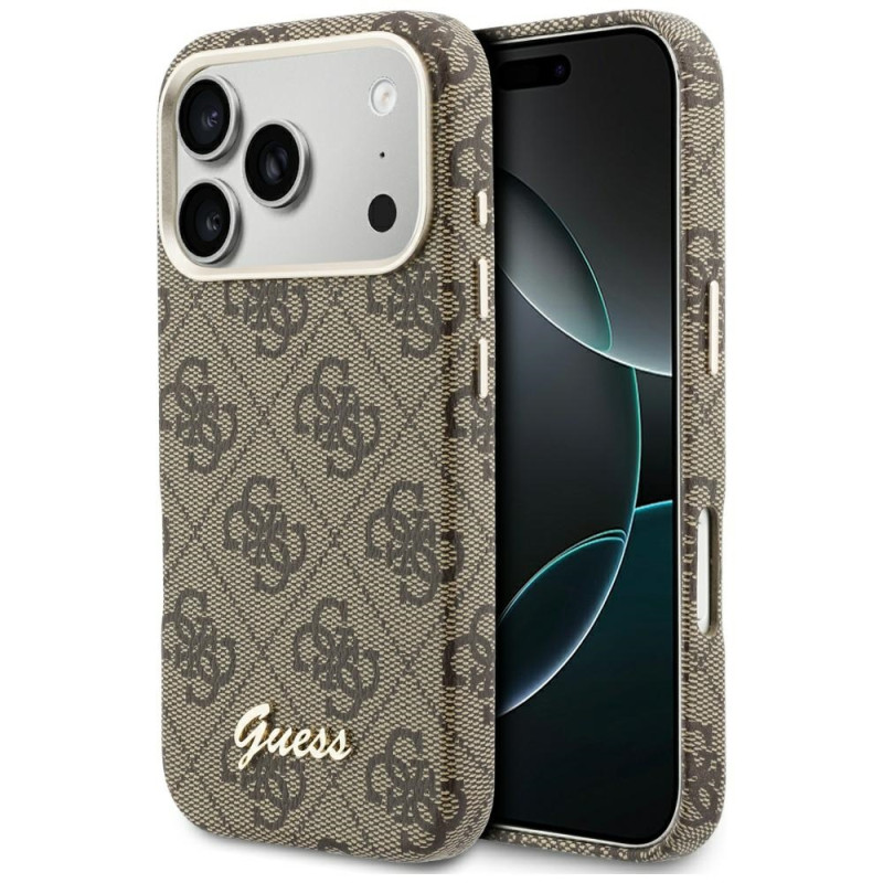 Kryt Guess 4G SCRIPT MagSafe pro iPhone 17 Pro - hnědý