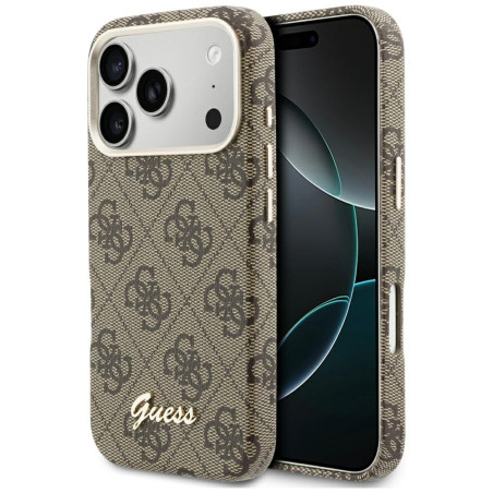 Kryt Guess 4G SCRIPT MagSafe iPhone 17 Pro – hnědý