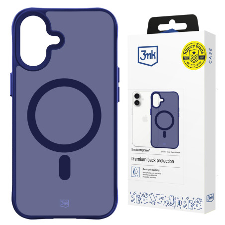 Kryt 3mk SMOKE MagCase pro iPhone 16 - modře průsvitný