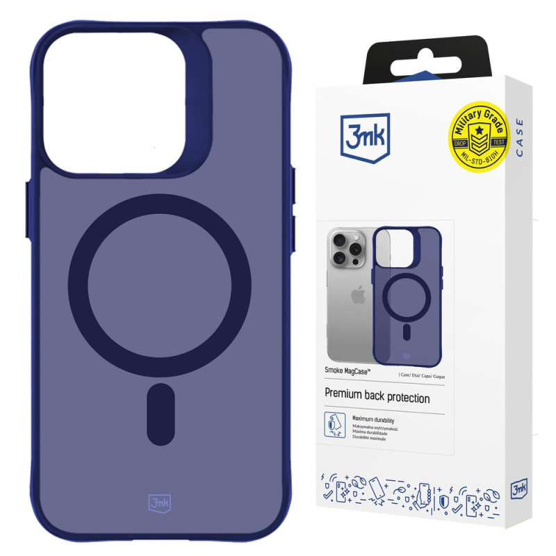 Kryt 3mk SMOKE MAGCASE pro iPhone 16 Pro - modrá průsvitná