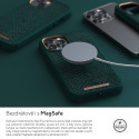 NJORD Jord MagSafe Kryt z lososí kůže pro iPhone 13 Pro Max, tmavě zelený