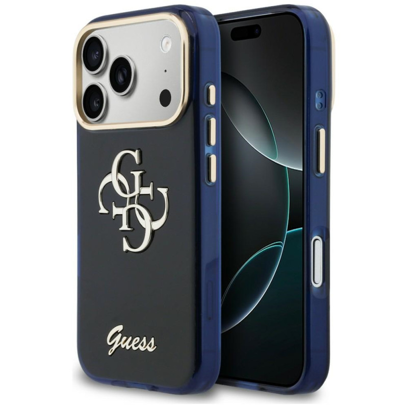 Kryt Guess IML 4G Script Metal pro iPhone 17 Pro - modrá