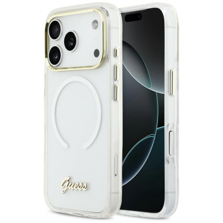 Kryt Guess IML Gradient Script Metal MagSafe iPhone 17 Pro - white