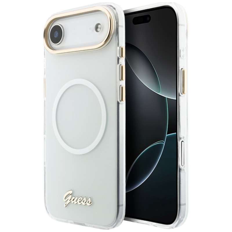 Kryt Guess IML Gradient Script Metal MagSafe pro iPhone Air - bílý