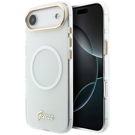 Kryt Guess IML Gradient Script Metal MagSafe iPhone Air bílý