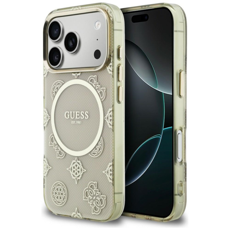 Kryt Guess IML Peony Dot MagSafe pro iPhone 17 Pro - béžový