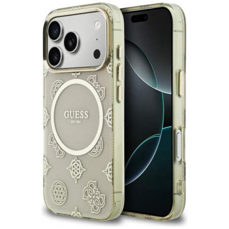 Kryt Guess IML Peony Dot MagSafe pro iPhone 17 Pro - béžový