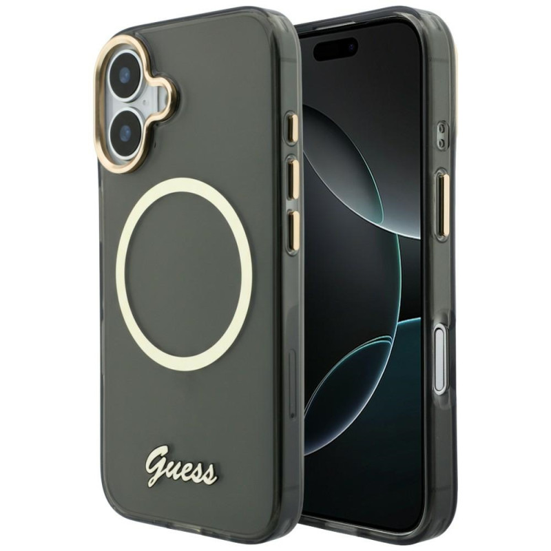 Kryt Guess IML Script Metal MagSafe pro iPhone 17 - černý