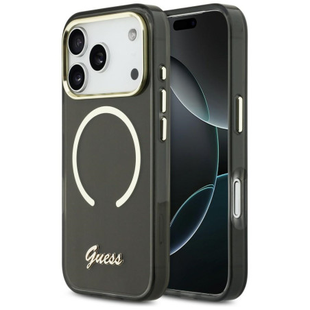 Kryt Guess IML Script Metal MagSafe pro iPhone 17 Pro Max - černý