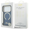 Kryt Guess IML Script Metal MagSafe pro iPhone 17 Pro - modrý