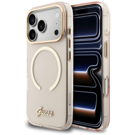 Kryt Guess IML Script Metal MagSafe iPhone 17 Pro - pink