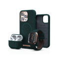 NJORD Jord Řemínek z lososí kůže pro Apple Watch 42/44/45/49mm, tmavě zelený