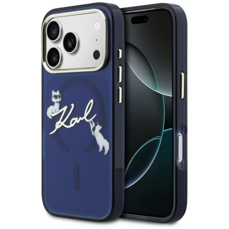 Kryt Karl Lagerfeld IML Choupettes MagSafe pro iPhone 17 Pro - modrý